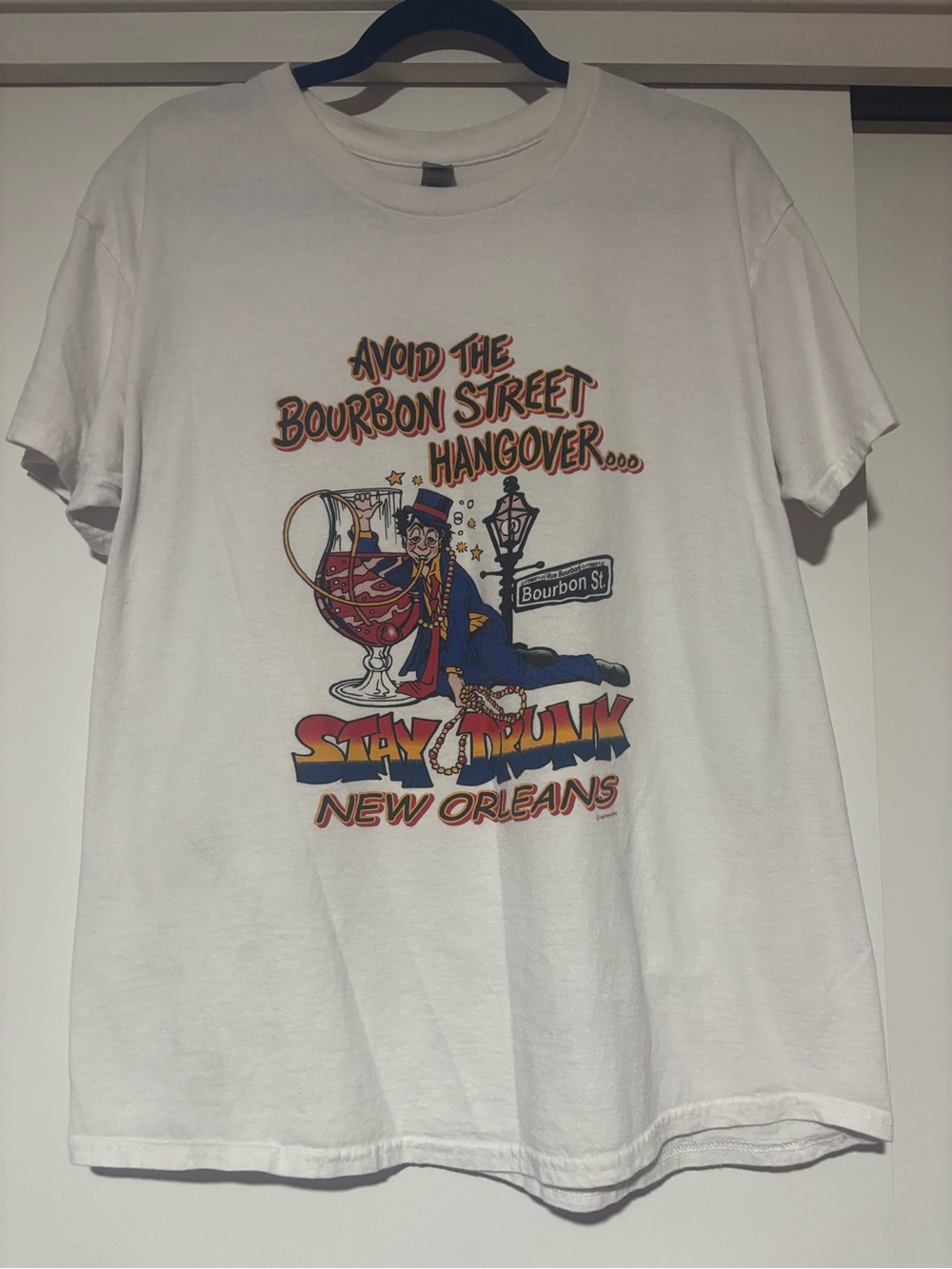White New Orleans Bourbon Street Graphic Tee - Stay Drunk